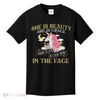 She Is Beauty Mythical Animal Rainbow Unicorn Magical Kids T-Shirt thumb 0
