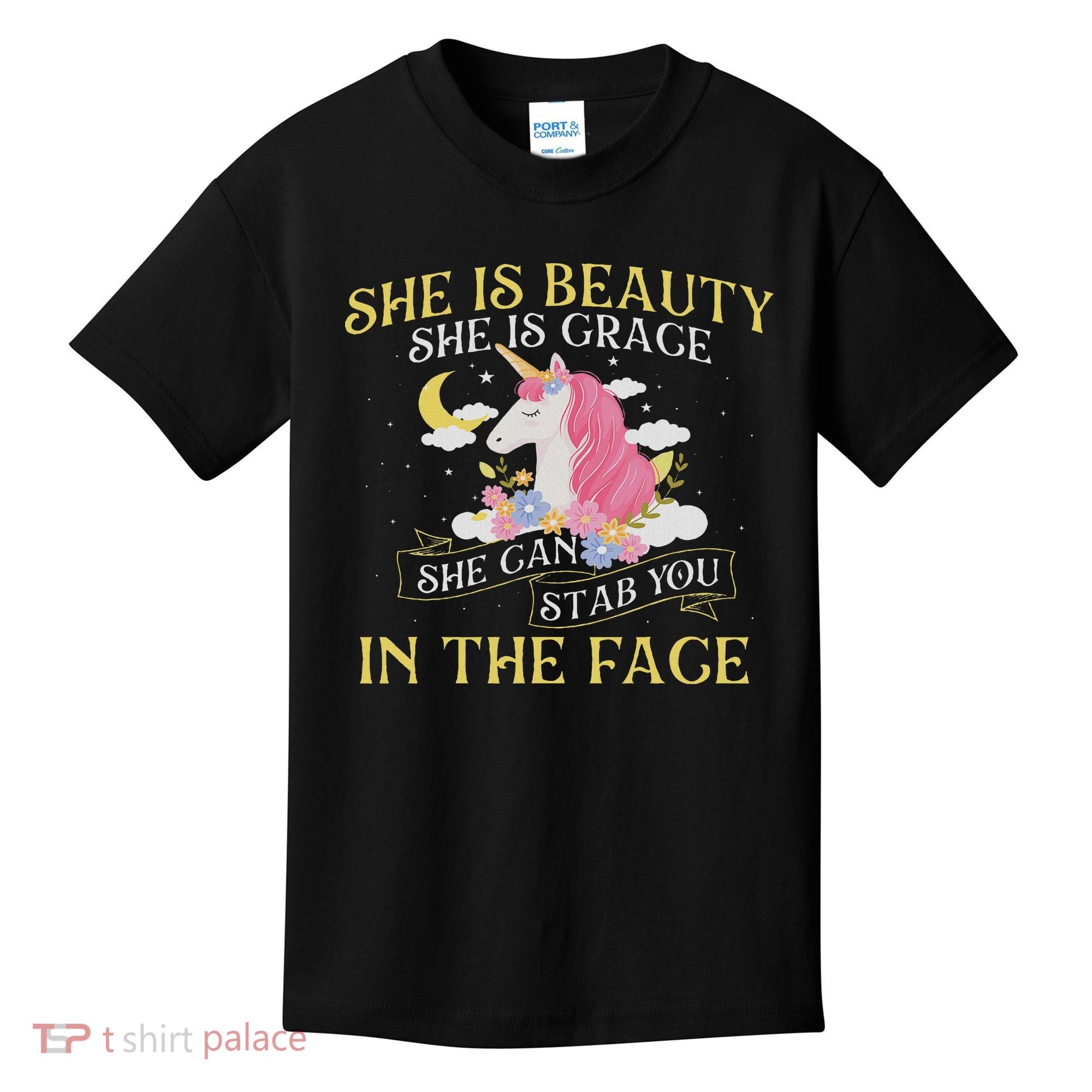 She Is Beauty Mythical Animal Rainbow Unicorn Magical Kids T-Shirt