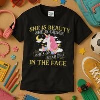 She Is Beauty Mythical Animal Rainbow Unicorn Magical Kids T-Shirt thumb 3
