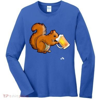 Squirrel Ing Beer For Animal Lovers Gift Beer Squirrel Cute Gift Women's Long Sleeve Shirt