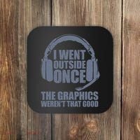 Sorry I Can't Hear You I'm Gaming By Dat Adult Grey I Went Outside Once Coaster thumb 0