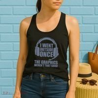 Sorry I Can't Hear You I'm Gaming By Dat Adult Grey I Went Outside Once Women's Tank Top thumb 2