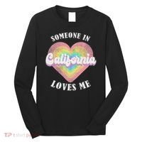 Someone In California Loves Me Heart Retro Groovy Long Sleeve Shirt thumb 0