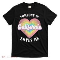 Someone In California Loves Me Heart Retro Groovy T-Shirt thumb 0