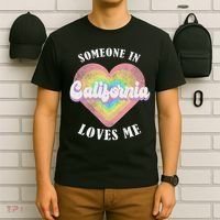 Someone In California Loves Me Heart Retro Groovy T-Shirt thumb 6