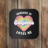 Someone In California Loves Me Heart Retro Groovy Coaster thumb 0