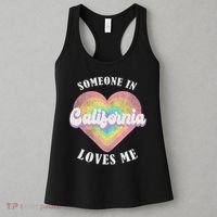 Someone In California Loves Me Heart Retro Groovy Women's Tank Top thumb 3