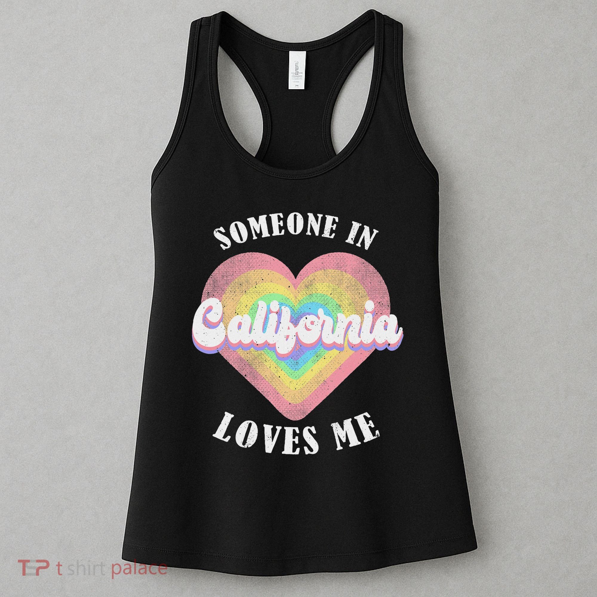 Someone In California Loves Me Heart Retro Groovy Women's Tank Top