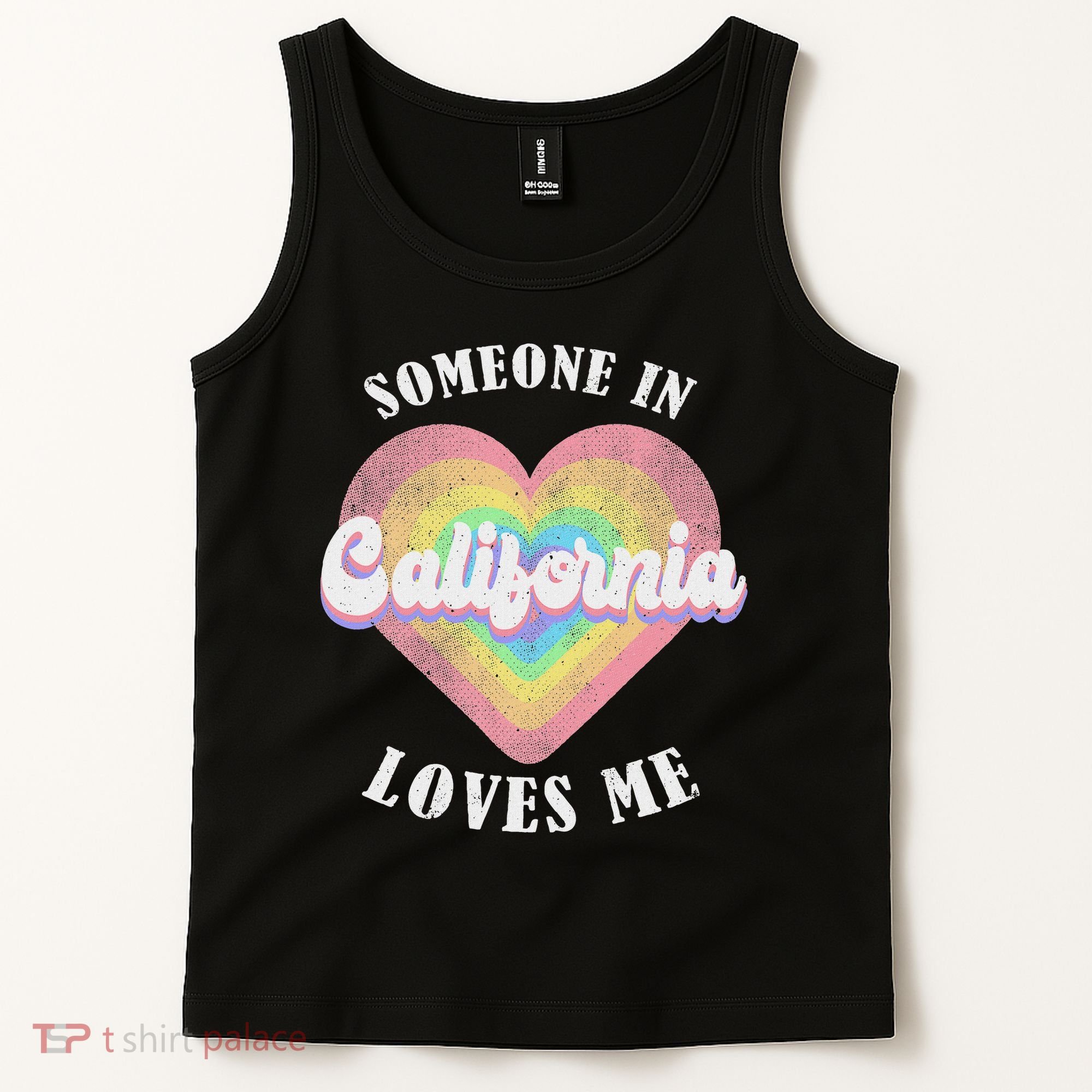 Someone In California Loves Me Heart Retro Groovy Tank Top