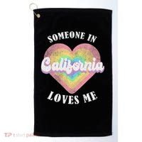 Someone In California Loves Me Heart Retro Groovy Golf Towel thumb 0