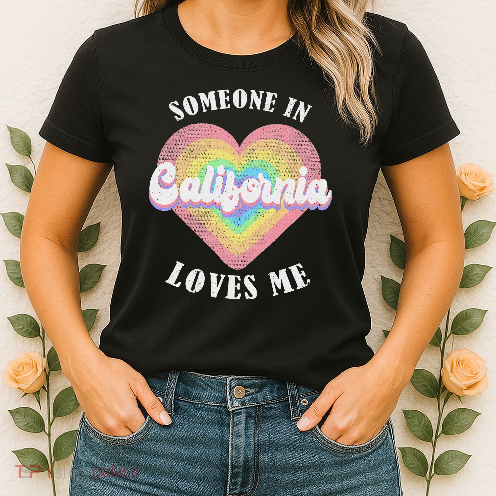 Someone In California Loves Me Heart Retro Groovy Women's T-Shirt