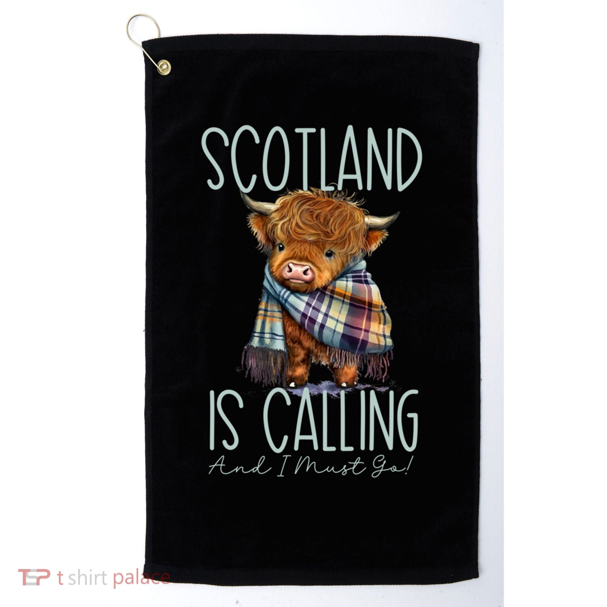 Scotland Is Calling And I Must Go! Highland Cow Gift Golf Towel