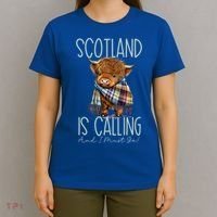 Scotland Is Calling And I Must Go! Highland Cow Gift T-Shirt thumb 4
