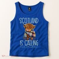 Scotland Is Calling And I Must Go! Highland Cow Gift Tank Top thumb 2