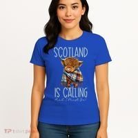 Scotland Is Calling And I Must Go! Highland Cow Gift Women's T-Shirt thumb 4