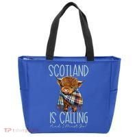 Scotland Is Calling And I Must Go! Highland Cow Gift Tote Bag thumb 0