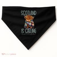 Scotland Is Calling And I Must Go! Highland Cow USA-Made Doggie Bandana thumb 0