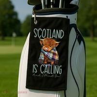 Scotland Is Calling And I Must Go! Highland Cow Golf Towel thumb 2