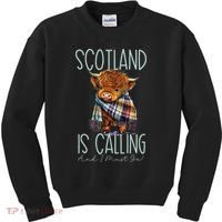 Scotland Is Calling And I Must Go! Highland Cow Kids Sweatshirt thumb 0
