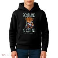 Scotland Is Calling And I Must Go! Highland Cow Kids Hoodie thumb 4