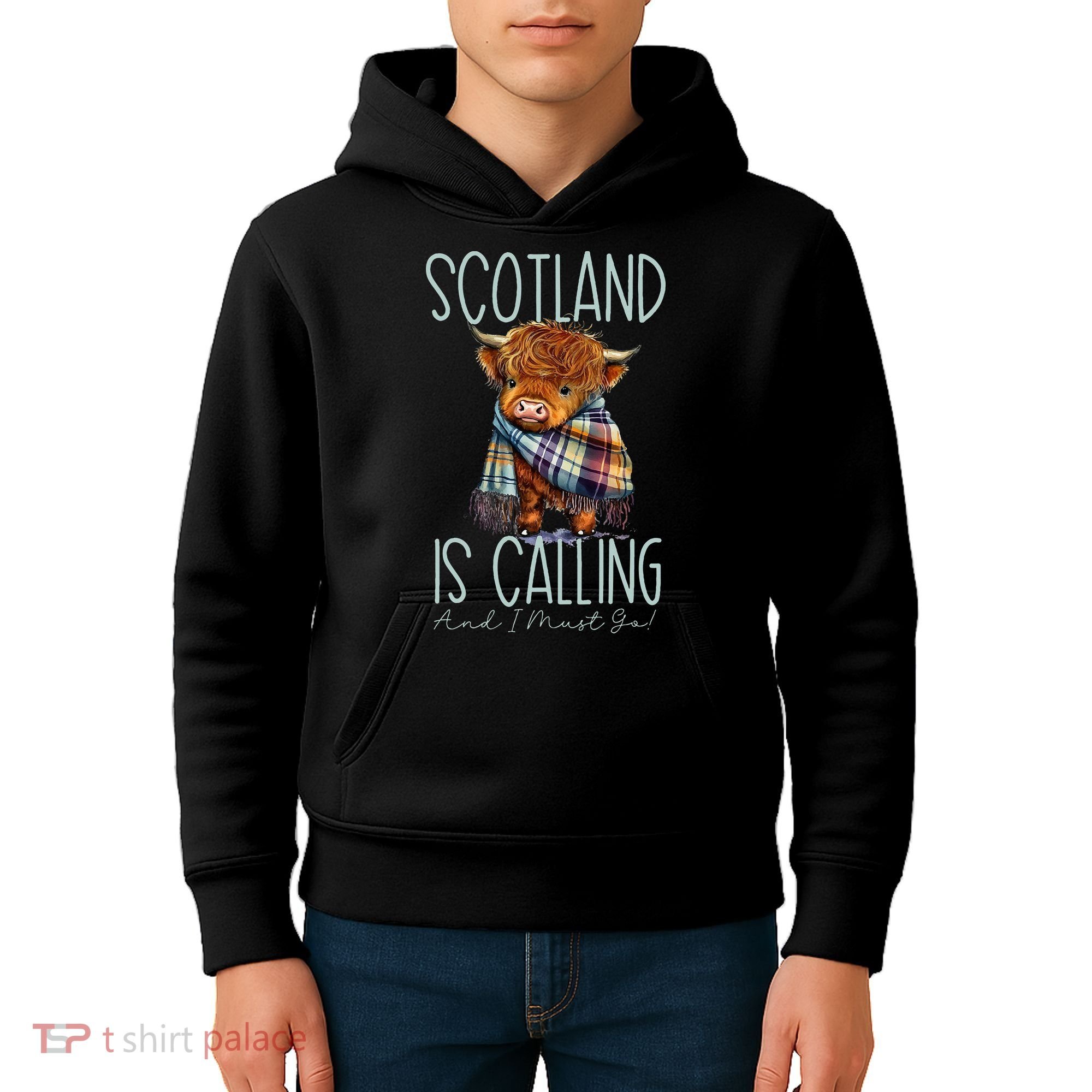 Scotland Is Calling And I Must Go! Highland Cow Kids Hoodie