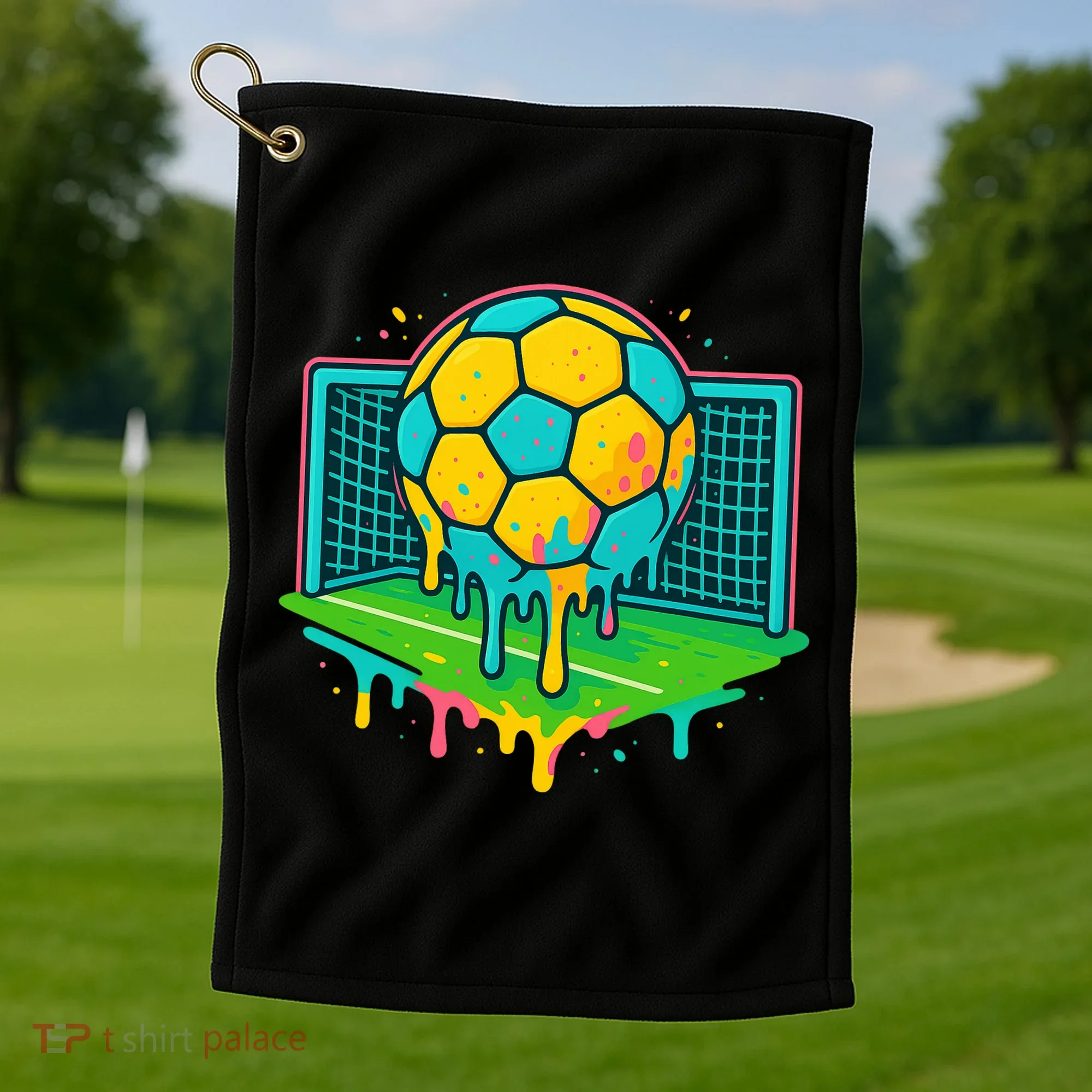Soccer Ice Cream Drip Golf Towel