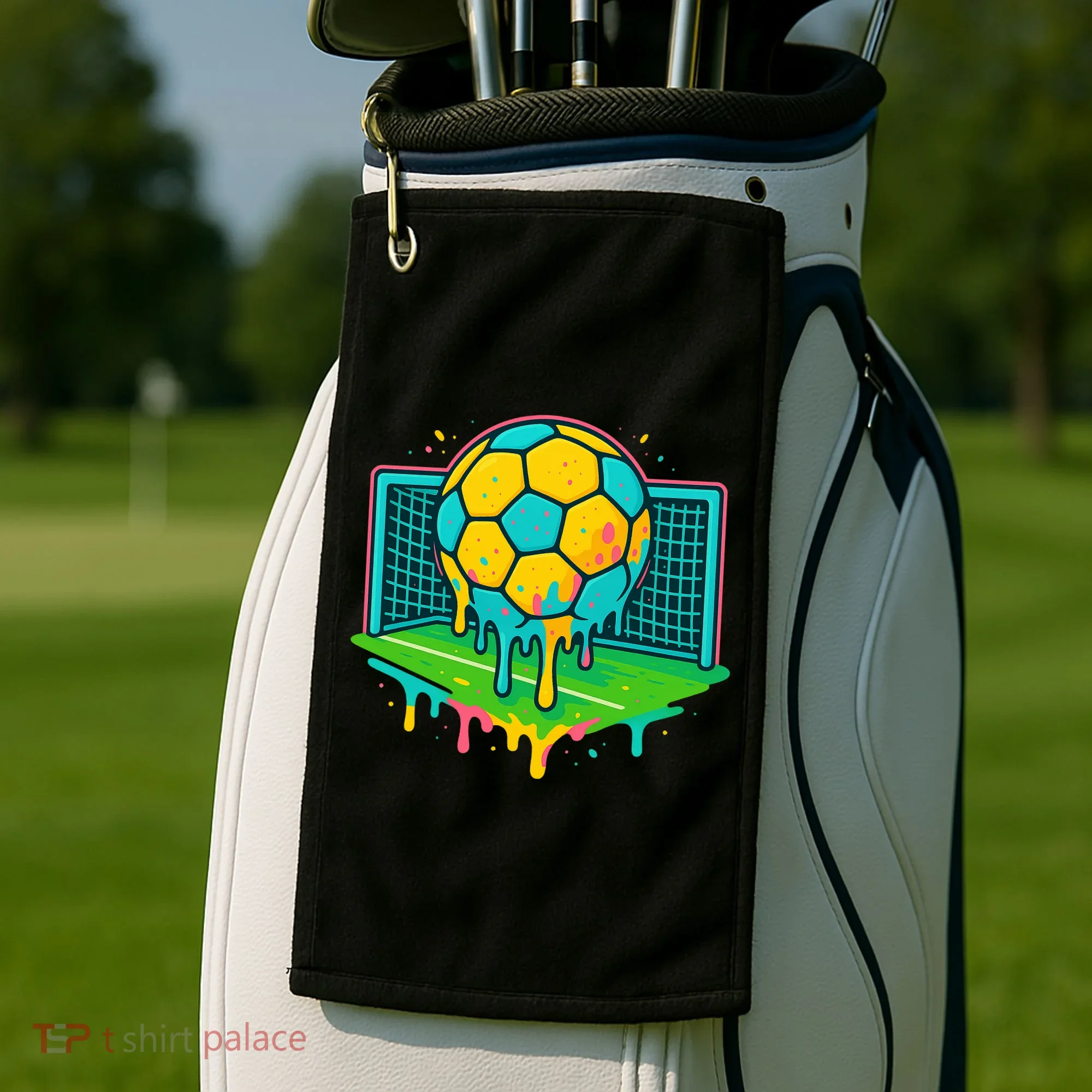 Soccer Ice Cream Drip Golf Towel