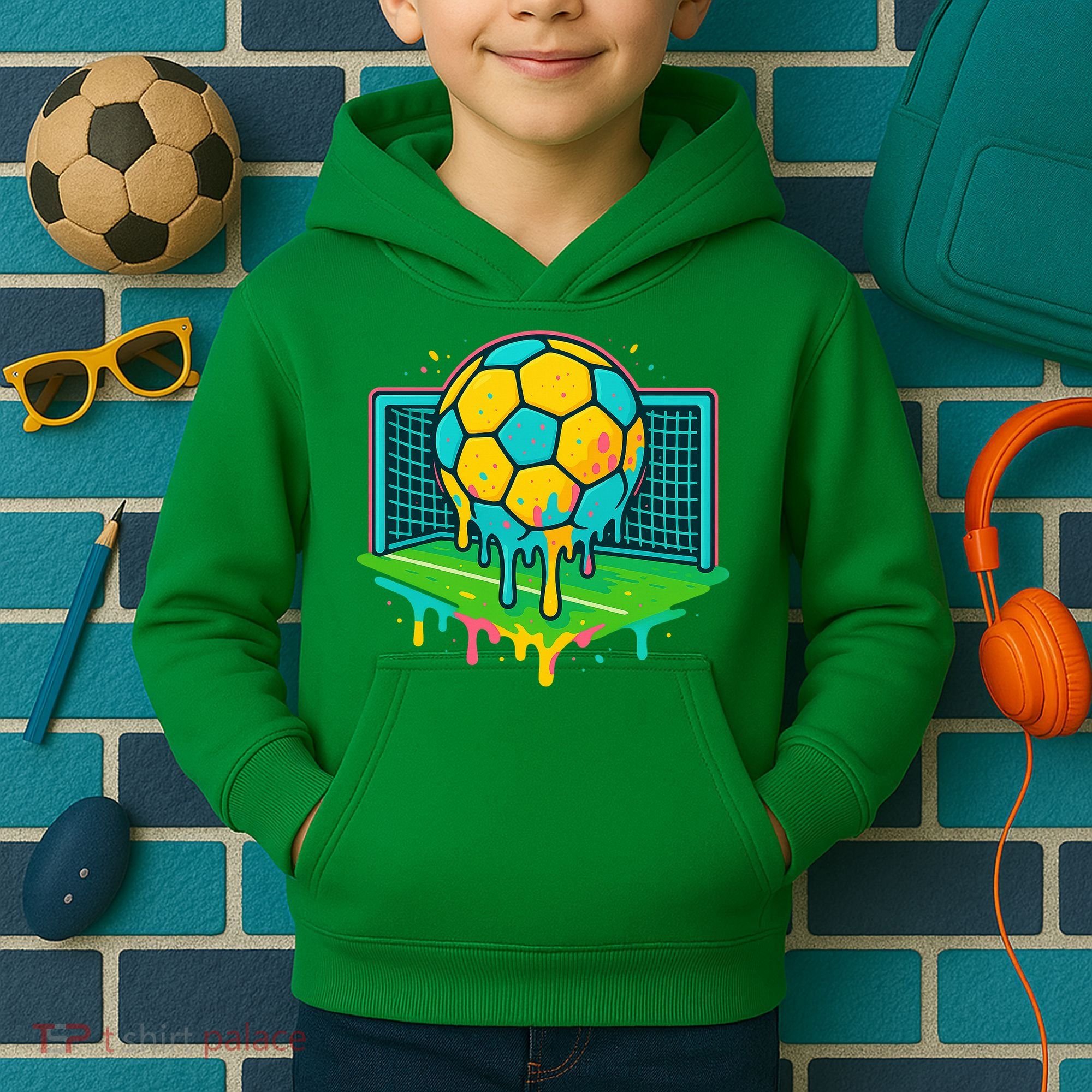 Soccer Ice Cream Drip Kids Hoodie