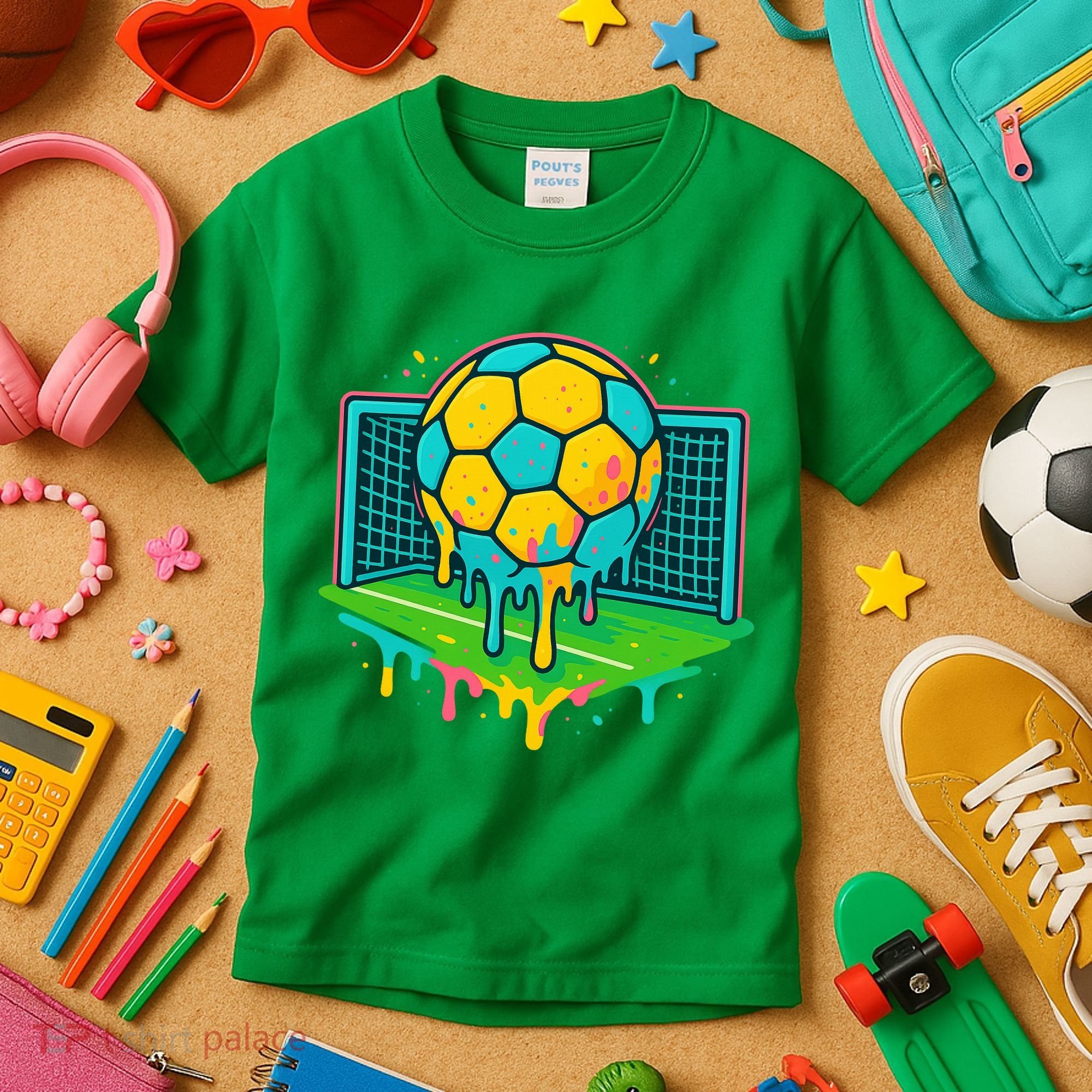 Soccer Ice Cream Drip Kids T-Shirt