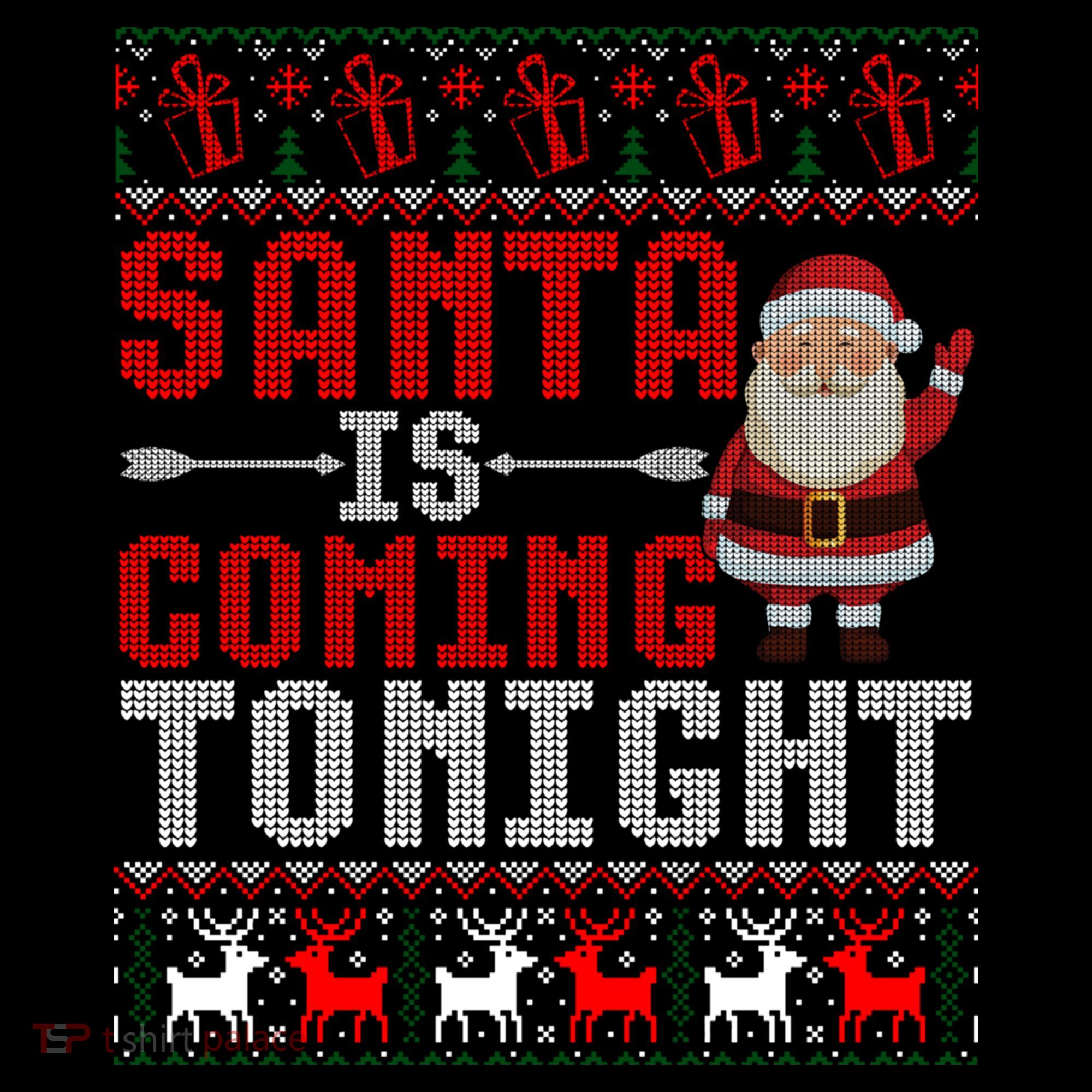 Santa Is Coming Tonight Chrismtas Present Ugly Xmas Sweater Gift USA-Made Doggie Bandana