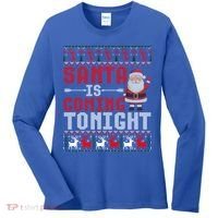 Santa Is Coming Tonight Chrismtas Present Ugly Xmas Sweater Gift Women's Long Sleeve Shirt thumb 0