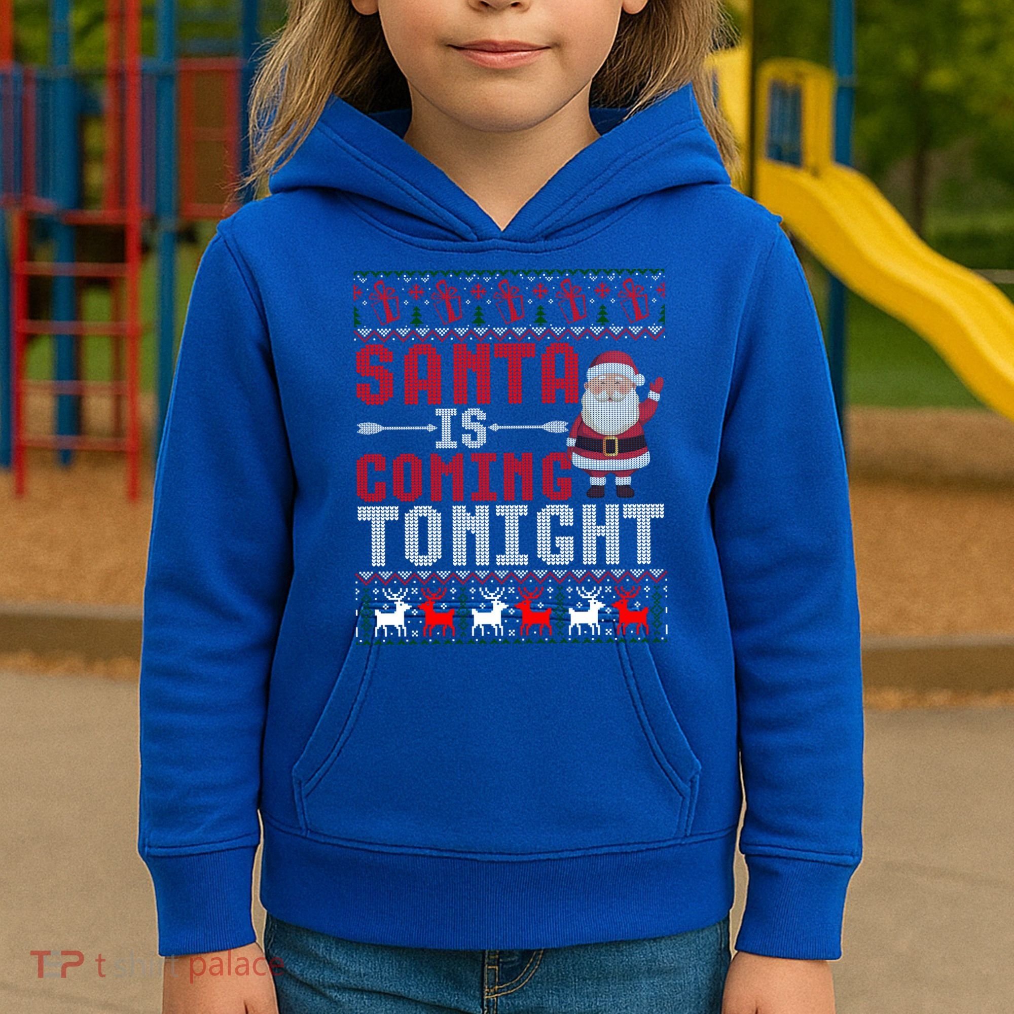 Santa Is Coming Tonight Chrismtas Present Ugly Xmas Sweater Gift Kids Hoodie