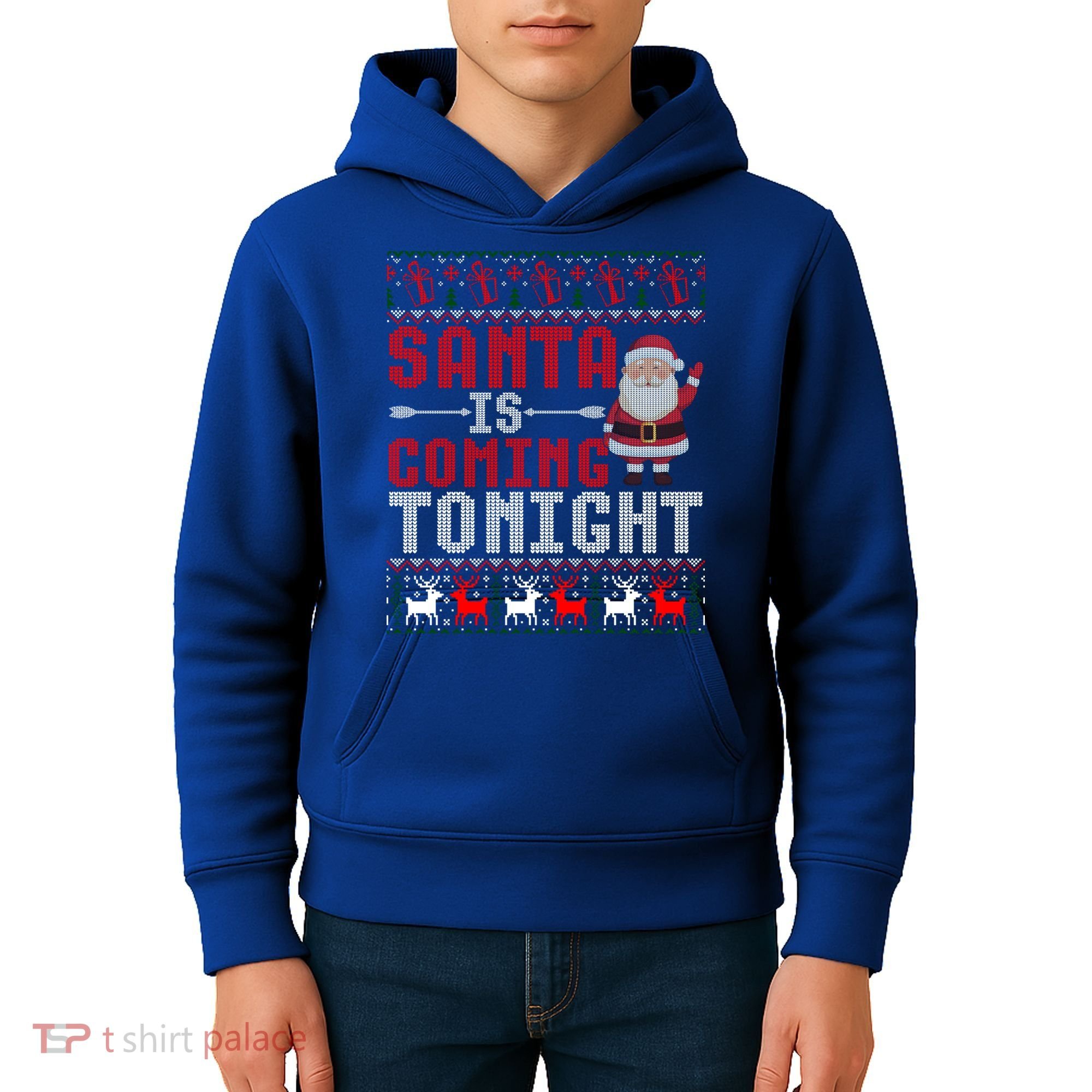 Santa Is Coming Tonight Chrismtas Present Ugly Xmas Sweater Gift Kids Hoodie