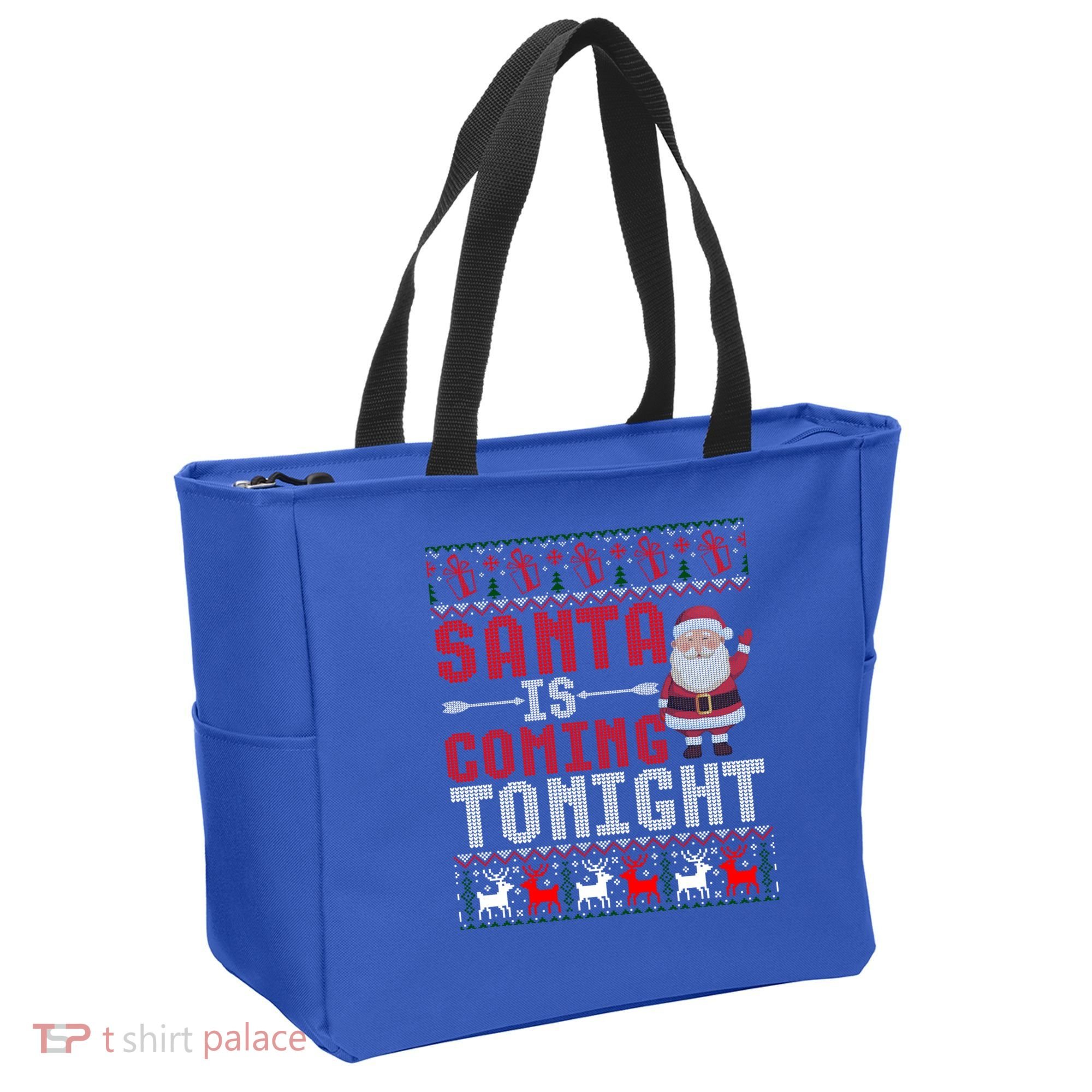 Santa Is Coming Tonight Chrismtas Present Ugly Xmas Sweater Gift Tote Bag