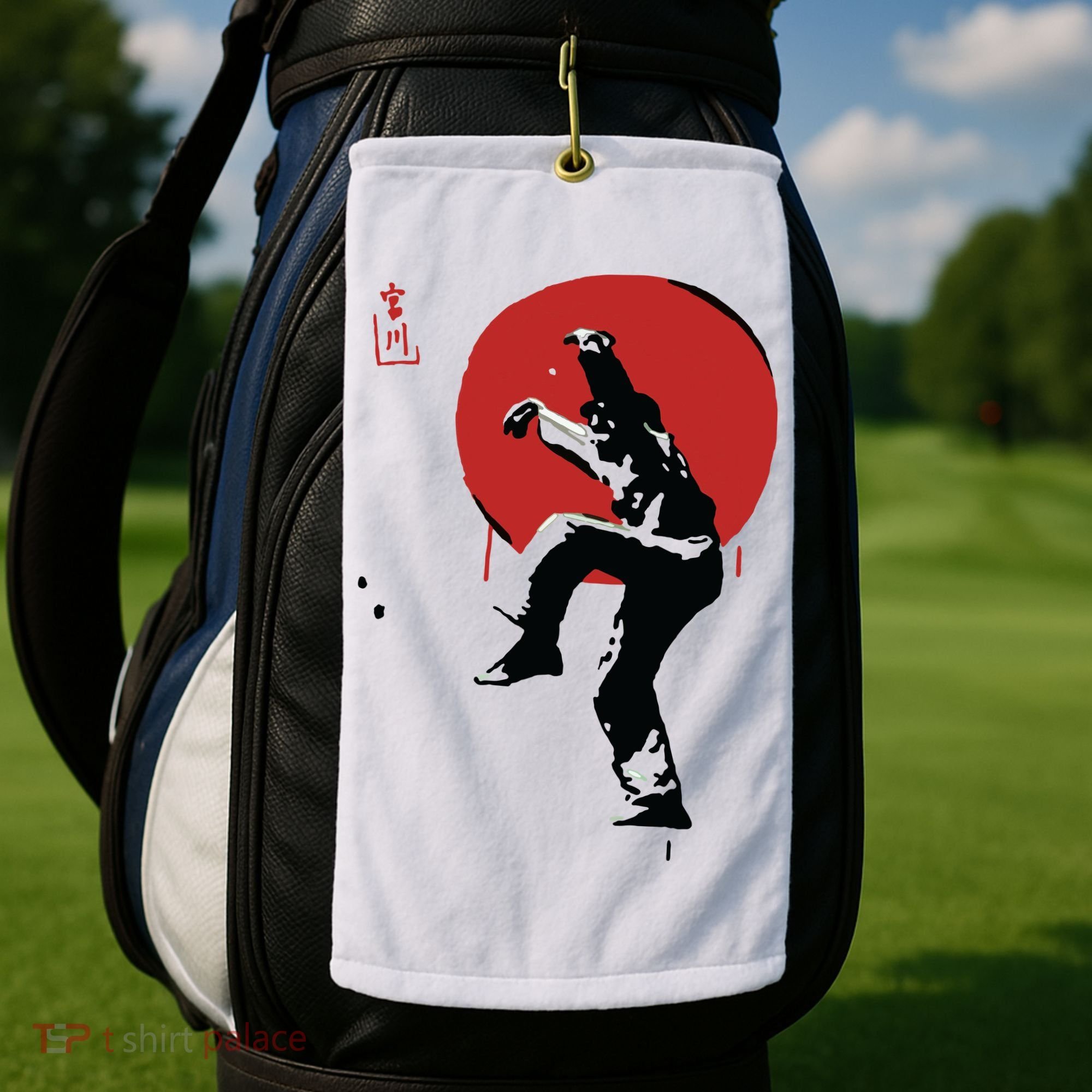 Sumi Ink Crane Kick Golf Towel