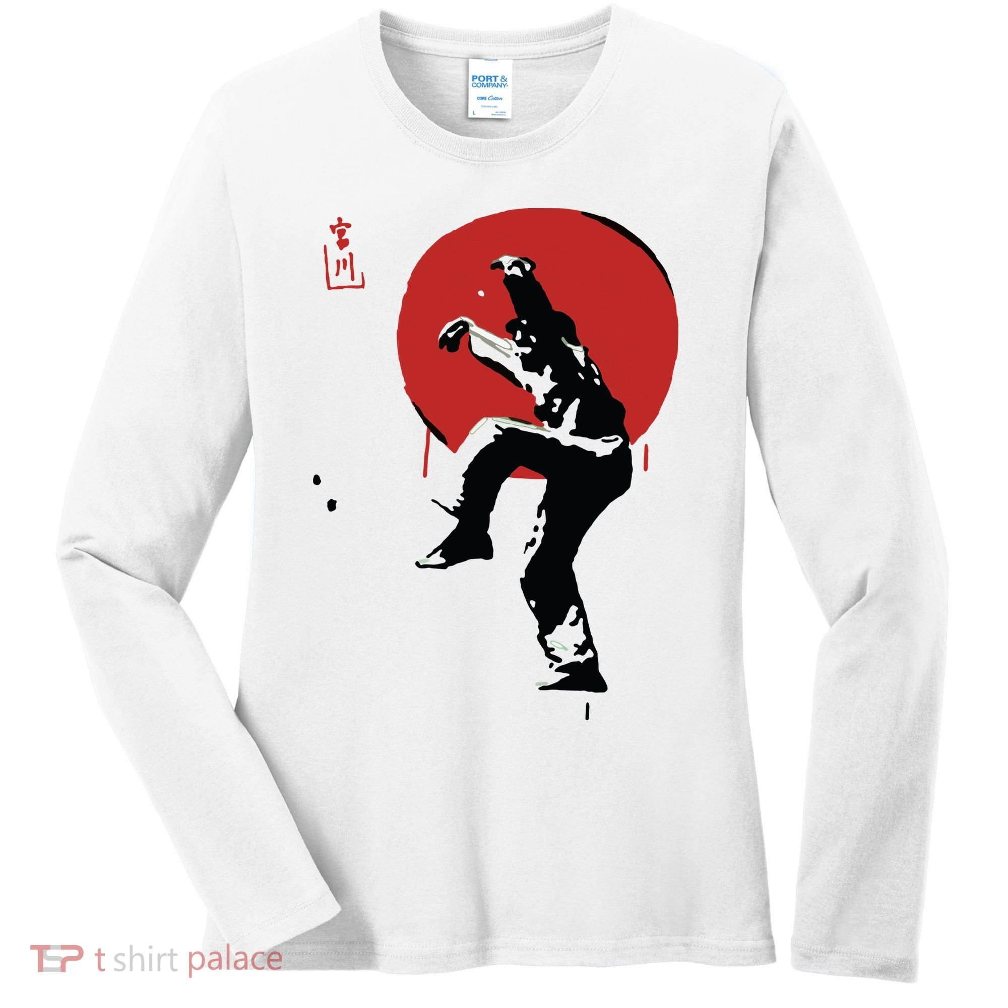 Sumi Ink Crane Kick Women's Long Sleeve Shirt