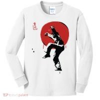 Sumi Ink Crane Kick Kids Long Sleeve Shirt thumb 0
