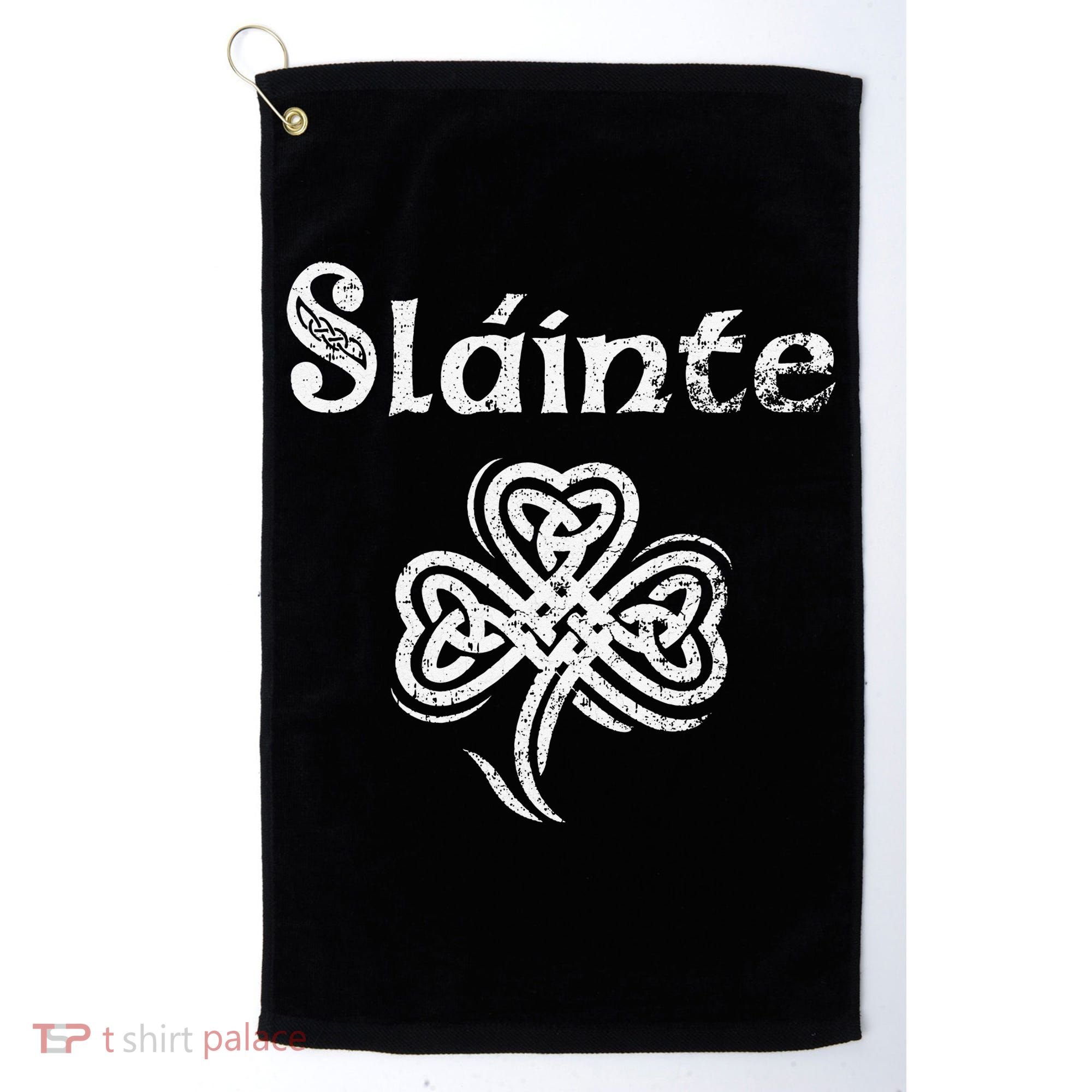 Slainte Irish Cheers Good Health St Patricks Day Golf Towel