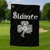 Slainte Irish Cheers Good Health St Patricks Day Golf Towel thumb 1