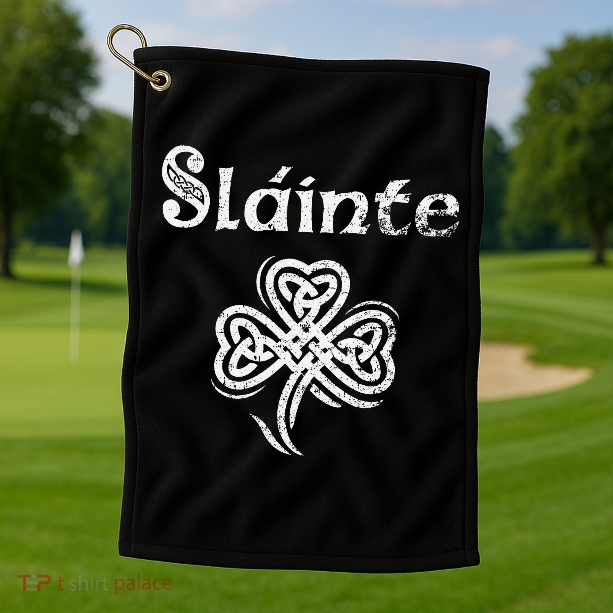 Slainte Irish Cheers Good Health St Patricks Day Golf Towel