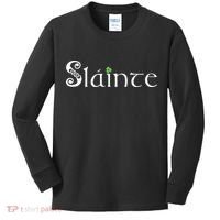Slainte! Irish Cheers St Patrick's Day Leprechaun Toast Kids Long Sleeve Shirt thumb 0