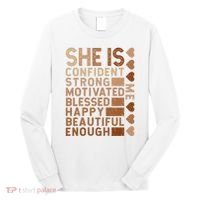 She Is Confident Strong Motivated Happy Beautiful Long Sleeve Shirt thumb 0