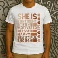 She Is Confident Strong Motivated Happy Beautiful T-Shirt thumb 3