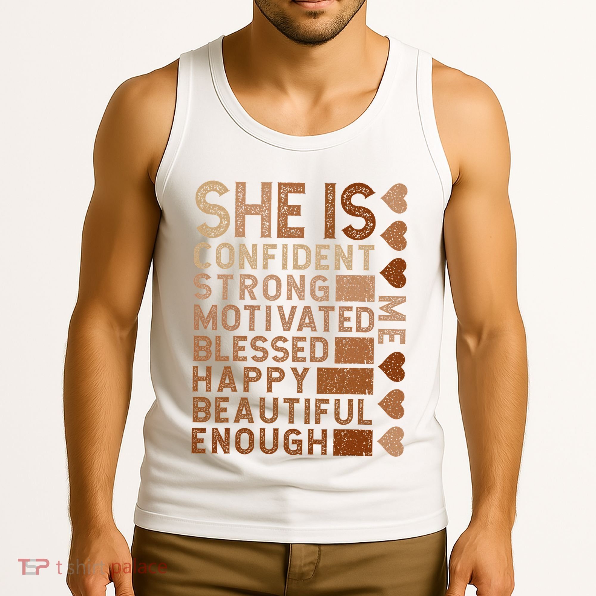 She Is Confident Strong Motivated Happy Beautiful Tank Top
