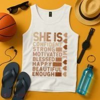 She Is Confident Strong Motivated Happy Beautiful Tank Top thumb 4