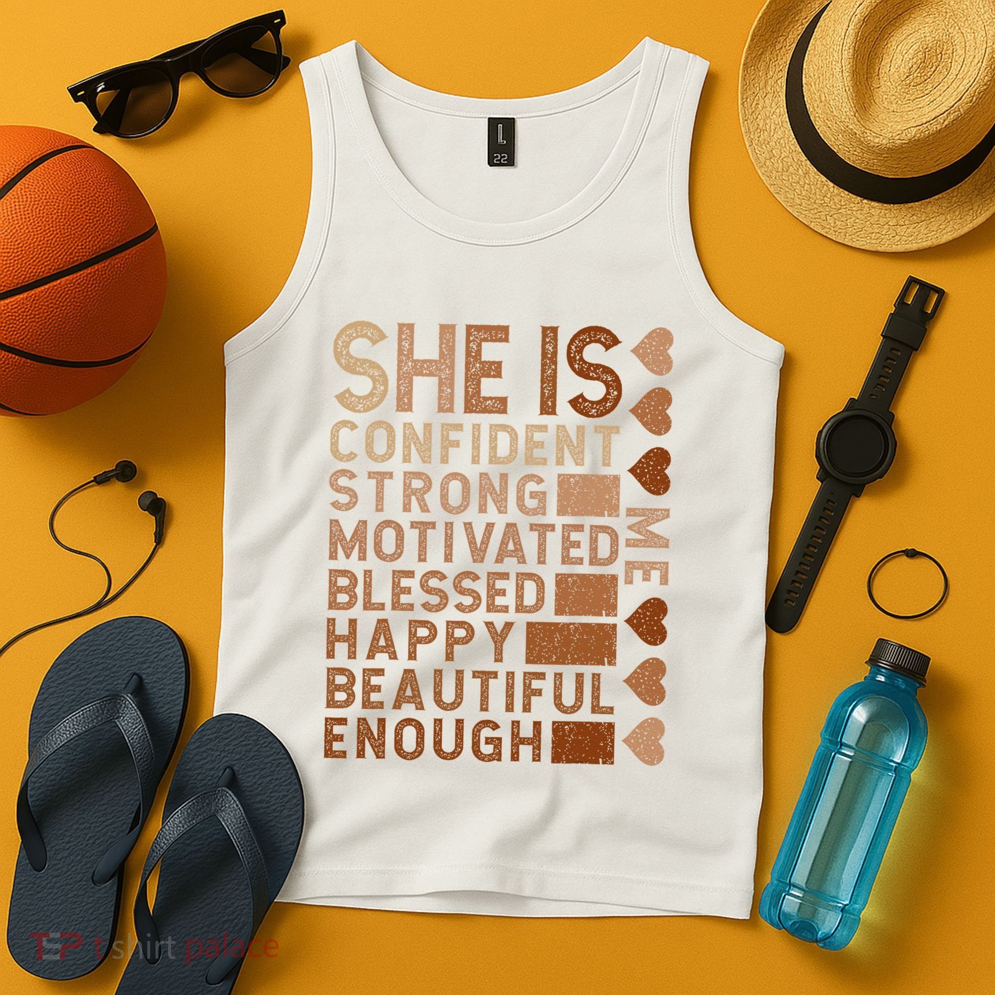 She Is Confident Strong Motivated Happy Beautiful Tank Top
