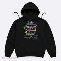 She Is Clothed Strength & Dignity Proverbs Hoodie thumb 0