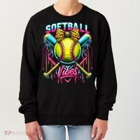 Softball Ice Cream Drip Coquette Bow Softball Vibes Women's Sweatshirt thumb 0