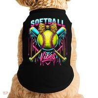 Softball Ice Cream Drip Coquette Bow Softball Vibes Doggie Tank thumb 0