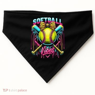 Softball Ice Cream Drip Coquette Bow Softball Vibes USA-Made Doggie Bandana
